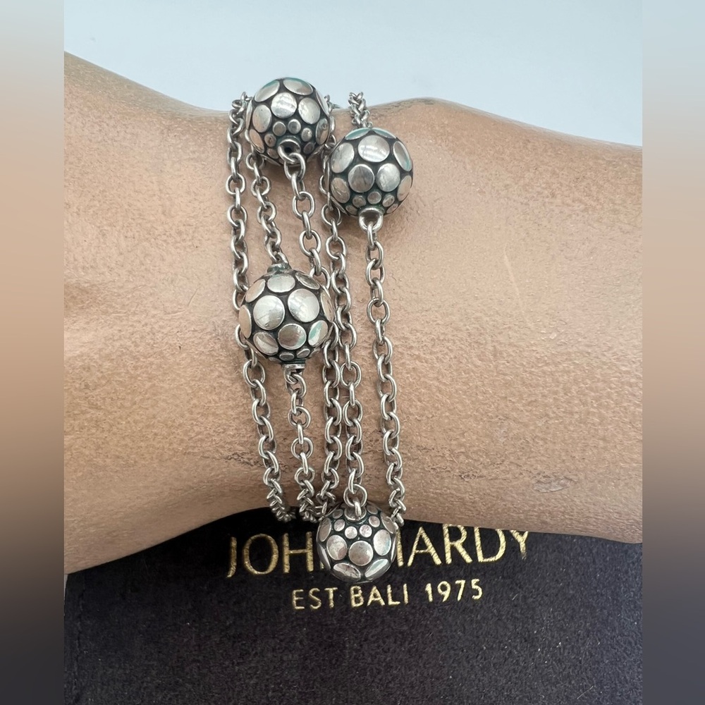 🔴Authentic John HARDY VINTAGE Sterling Silver station Ball Long Necklace🔴 - Picture 4 of 8
